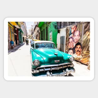 La Havana, Green Car In Cuba Sticker